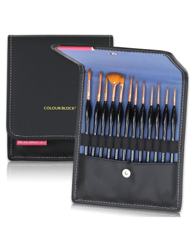 Set de Pinceles de Artista 12 Piezas Colour Block en Estuche de Cuero