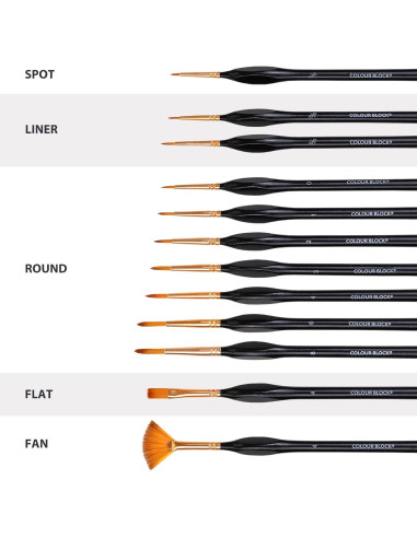 Set de Pinceles de Artista 12 Piezas Colour Block en Estuche de Cuero