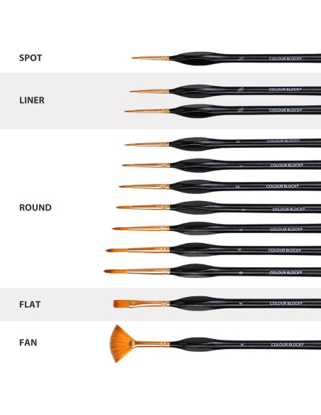 Set de Pinceles de Artista 12 Piezas Colour Block en Estuche de Cuero