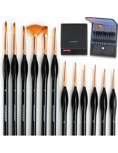 Set de Pinceles de Artista 12 Piezas Colour Block en Estuche de Cuero