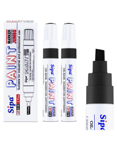 Marcadores de Pintura Sipa Jumbo Negro 2 Unidades Punta Chisel