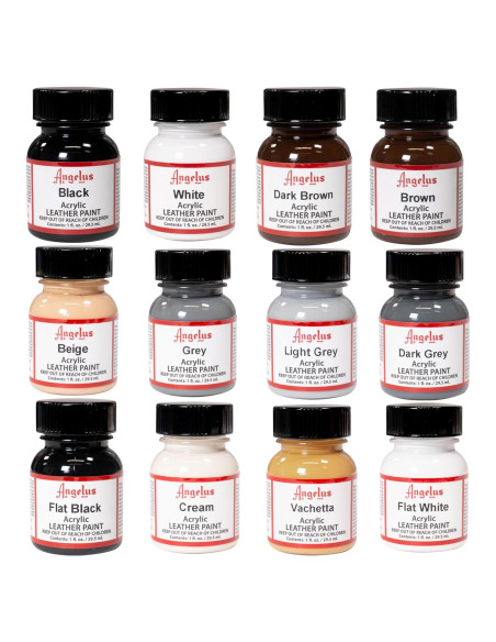Kit de Pintura Acrílica para Cuero Angelus 12 Colores 29.57ml