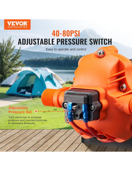 Bomba de Diafragma 12V VEVOR 3 GPM 50 PSI Ajustable