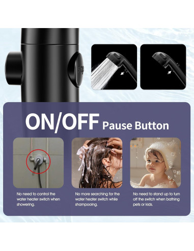 Cabezal de Ducha KAIYING Filtrado Alta Presión 3 Modos Negro