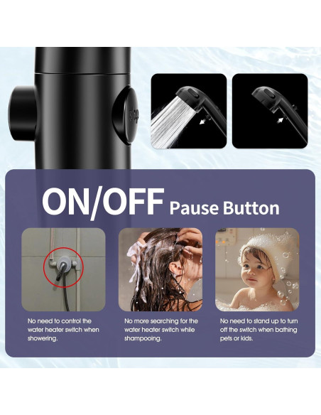 Cabezal de Ducha KAIYING Filtrado Alta Presión 3 Modos Negro