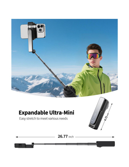 Palo Selfie Mini yAyusi i8 Aluminio Extensible 67.94 cm Negro