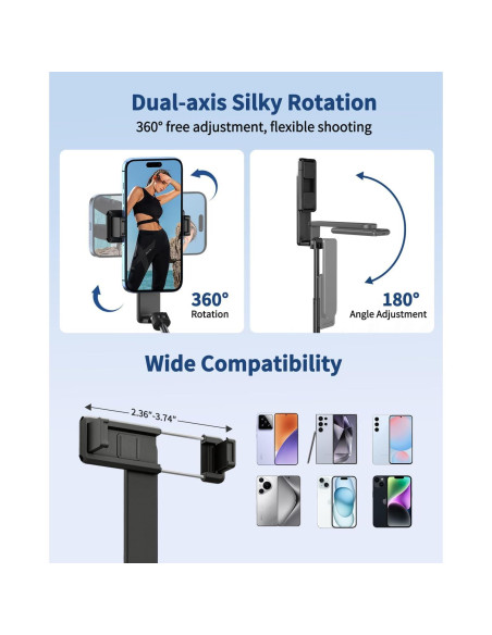 Palo Selfie Mini yAyusi i8 Aluminio Extensible 67.94 cm Negro