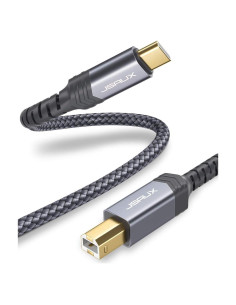 Cable de Impresora USB C a USB B JSAUX 3m Trenzado Nylon Gris