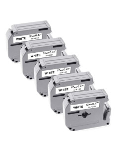 Cinta de Etiqueta Freshworld M-K231 12mm Negro sobre Blanco 5 Pack