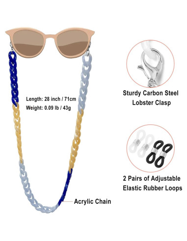 Cadena de Gafas Acrílica Cosace 71 cm Antideslizante Bicolor
