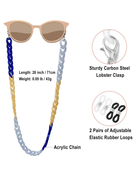 Cadena de Gafas Acrílica Cosace 71 cm Antideslizante Bicolor