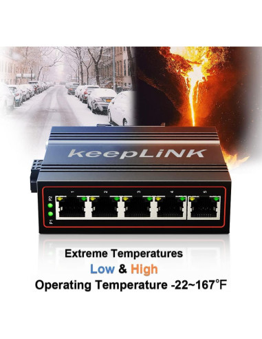Conmutador Ethernet Industrial 5 Puertos keepLiNK IP40