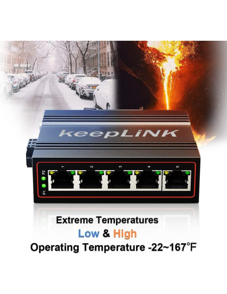Conmutador Ethernet Industrial 5 Puertos keepLiNK IP40