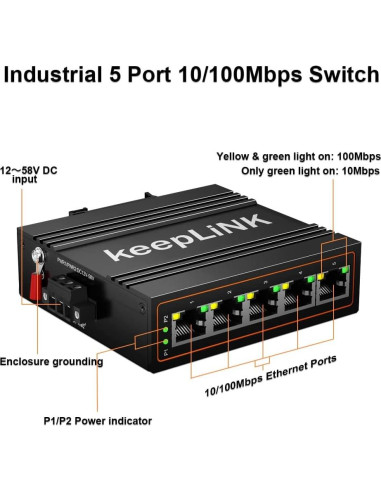 Conmutador Ethernet Industrial 5 Puertos keepLiNK IP40