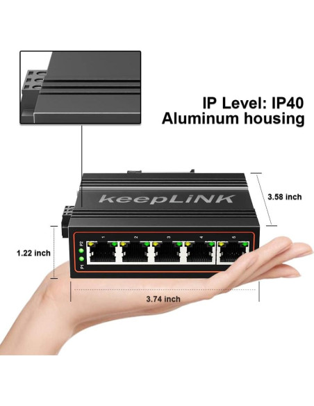 Conmutador Ethernet Industrial 5 Puertos keepLiNK IP40