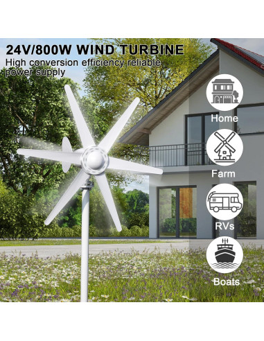 Generador Eólico Hatleues 800W 24V 6 Palas para Hogar