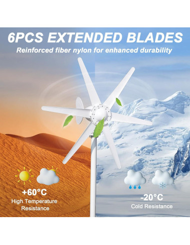 Generador Eólico Hatleues 800W 24V 6 Palas para Hogar