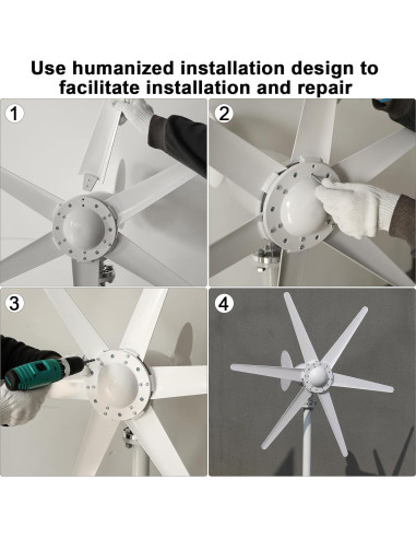 Generador Eólico Hatleues 800W 24V 6 Palas para Hogar