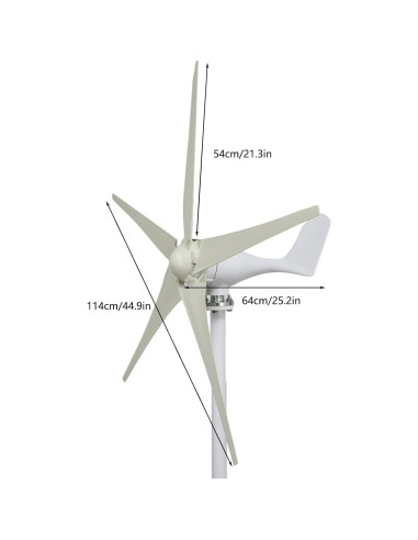 Generador Eólico Awjaisca 1200W 5 Palas Bajo Ruido 2.5m/s