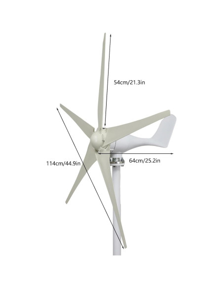 Generador Eólico Awjaisca 1200W 5 Palas Bajo Ruido 2.5m/s