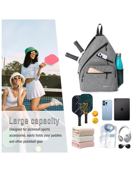 Bolsa de Pickleball MOSISO Unisex 46x36x22cm con 5 Bolsillos