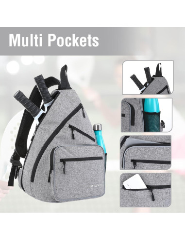 Bolsa de Pickleball MOSISO Unisex 46x36x22cm con 5 Bolsillos