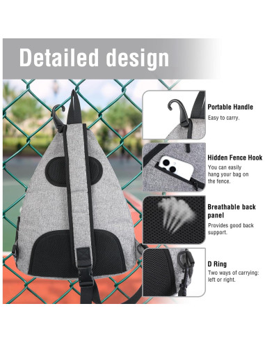 Bolsa de Pickleball MOSISO Unisex 46x36x22cm con 5 Bolsillos