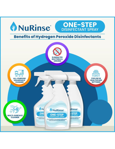 Spray Desinfectante Multiusos NuRinse 946 ml - Mata 99.9% Bacterias