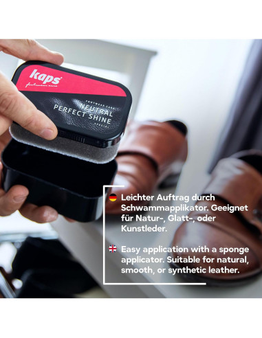 Esponja de Betún Kaps para Zapatos de Cuero - Brillo Instantáneo