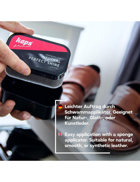 Esponja de Betún Kaps para Zapatos de Cuero - Brillo Instantáneo