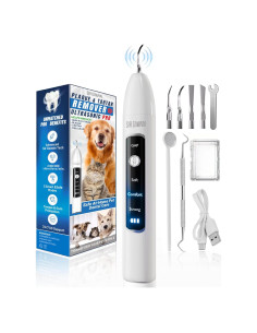 Removedor de Placa Dental SIRGAWAIN para Mascotas - Ultrasonido, 3 Modos, 4 Cabezas, Blanco
