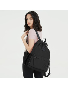 Mochila de Cuerda WANDF Grande Negra con Compartimento para Zapatos 2