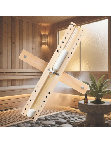 Reloj de Arena de Sauna YLTIMER 15 Minutos Madera Blanca