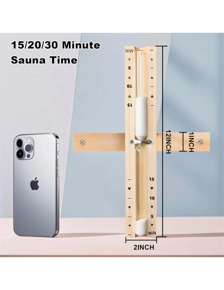 Reloj de Arena de Sauna YLTIMER 15 Minutos Madera Blanca