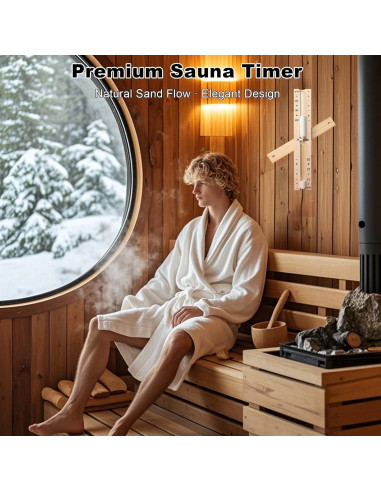 Reloj de Arena de Sauna YLTIMER 15 Minutos Madera Blanca