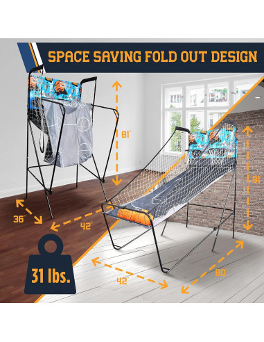 Juego de Baloncesto SereneLife SLBSKBG90 Doble Aro Plegable