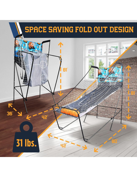 Juego de Baloncesto SereneLife SLBSKBG90 Doble Aro Plegable