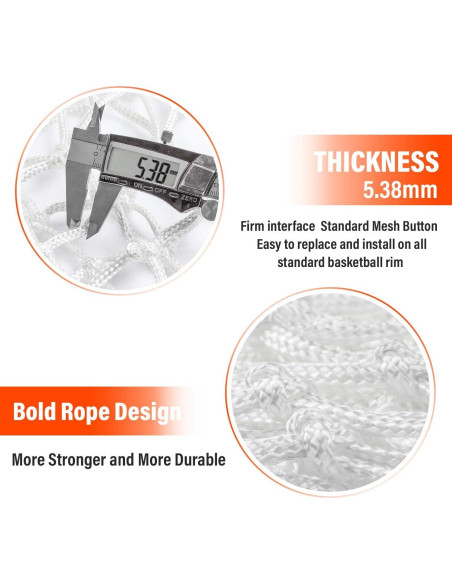 Red de Baloncesto PSLER Ballnet Blanca 22" (55.88 cm) 12 Lazos