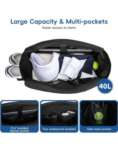 Bolsa de Tenis Tote KAVIGOR Acolchada 40L Resistente al Agua