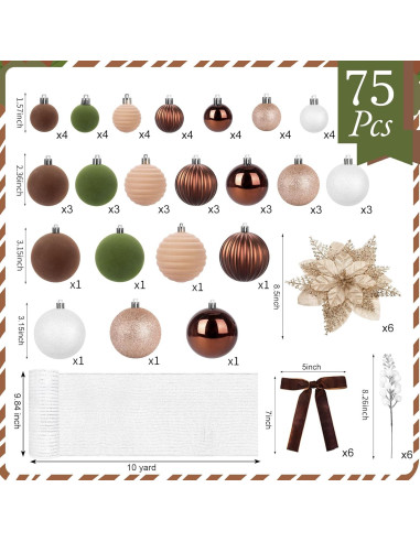 Conjunto de 75 Adornos de Navidad Ouddy Decor Terciopelo
