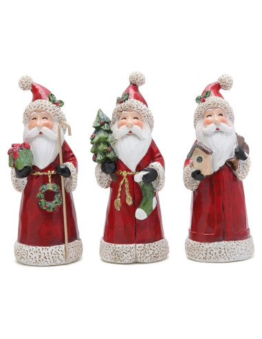 Figura Decorativa Santa Claus Hodao - 3 Piezas Hechas a Mano