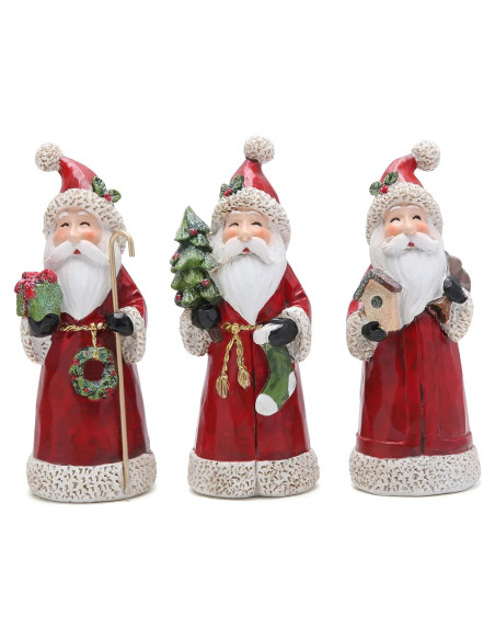 Figura Decorativa Santa Claus Hodao - 3 Piezas Hechas a Mano