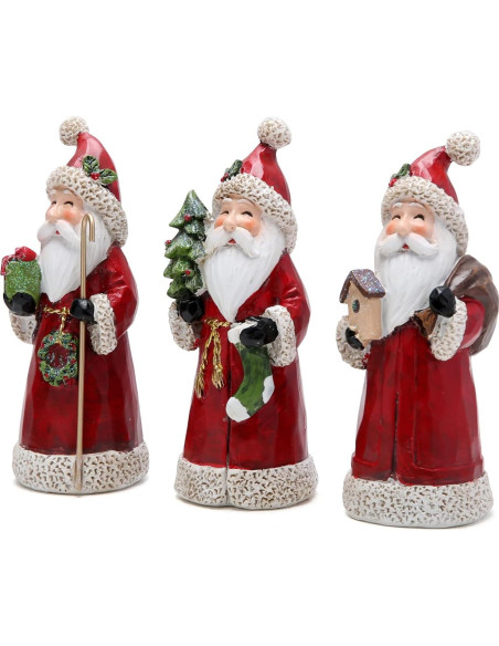 Figura Decorativa Santa Claus Hodao - 3 Piezas Hechas a Mano