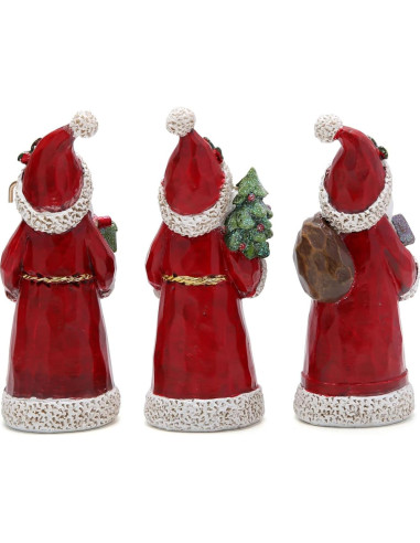 Figura Decorativa Santa Claus Hodao - 3 Piezas Hechas a Mano