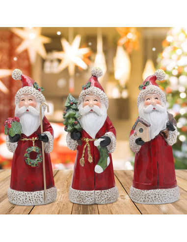 Figura Decorativa Santa Claus Hodao - 3 Piezas Hechas a Mano