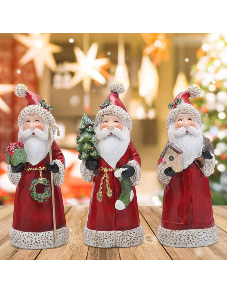 Figura Decorativa Santa Claus Hodao - 3 Piezas Hechas a Mano