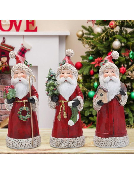 Figura Decorativa Santa Claus Hodao - 3 Piezas Hechas a Mano