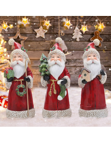 Figura Decorativa Santa Claus Hodao - 3 Piezas Hechas a Mano
