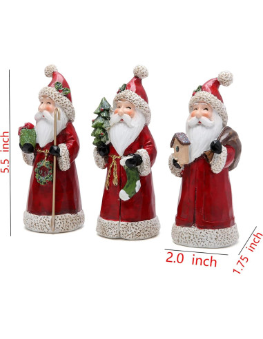Figura Decorativa Santa Claus Hodao - 3 Piezas Hechas a Mano
