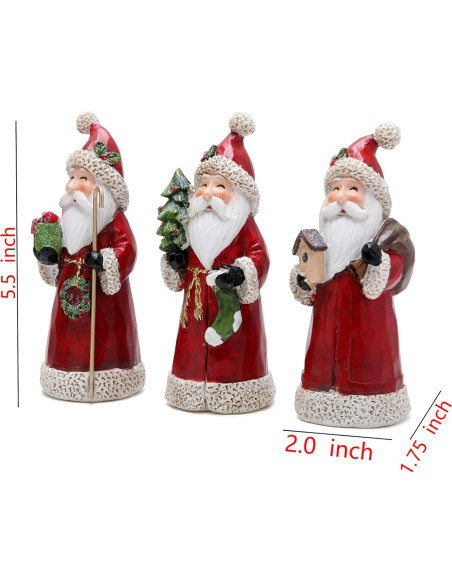 Figura Decorativa Santa Claus Hodao - 3 Piezas Hechas a Mano